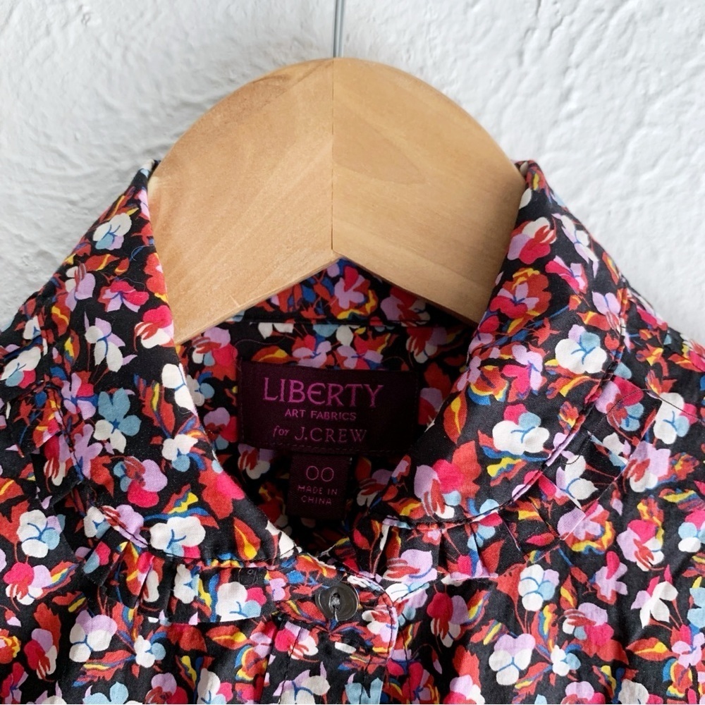 J. Crew Liberty Art Fabric Button Down Ruffle Blouse Sz 00 - Picture 4 of 5